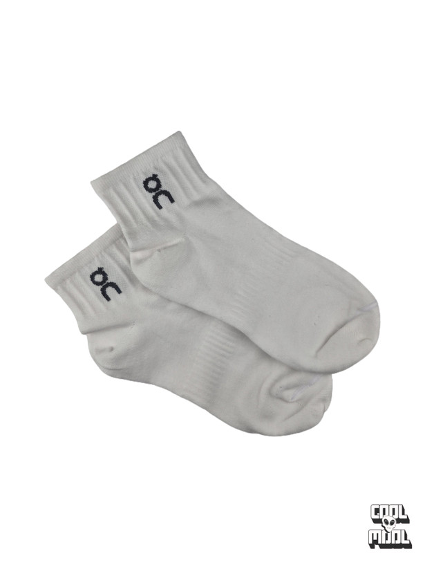 white on running socks in white background